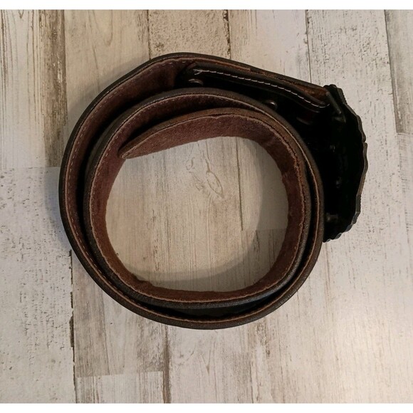 Vtg. 70s Quail Buckle Raintree Jewelry & Co On Hand Tooled Leather Belt Size 36 - Picture 14 of 16